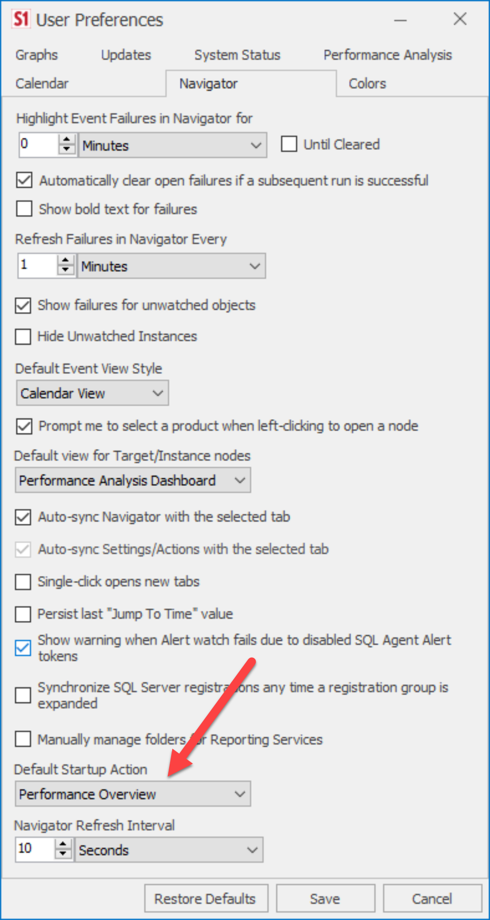 SentryOne User Preferences
